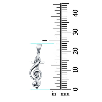 Treble Clef Cross Pendant Charm Fashion Jewelry 925 Sterling Silver